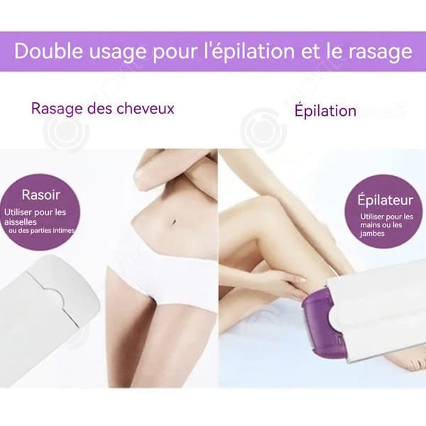 INN Epilator 30 minuters kontinuerlig användning 2 rakhuvuden 12x4,8x1,7 cm omedelbar och smärtfri ljussensor laser ra
