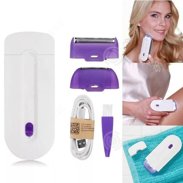 INN Epilator 30 minuters kontinuerlig användning 2 rakhuvuden 12x4,8x1,7 cm omedelbar och smärtfri ljussensor laser ra