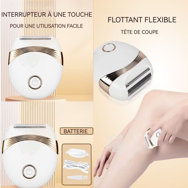 Elektrisk epilator - INN - USB-laddning - Användning på torr hud och under vatten - Blad i rostfritt stål