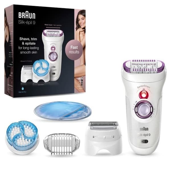 BRAUN SILK-épil 9, ELEKTRISK EPILATOR FÖR KVINNOR, FÖR HÅRBORTTAGNING