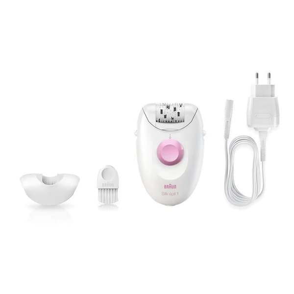 Epilator - Braun - Silk Epil 1370 - 20 klor - Vit och Rosa - Adapter ingår