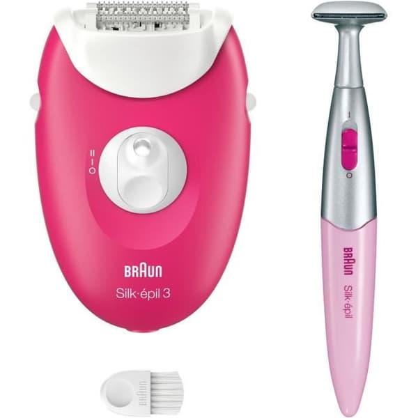 Elepilator med sladd - BRAUN - Silk-épil 3 - Mjuk hud i veckor - 3-202 - Hallon