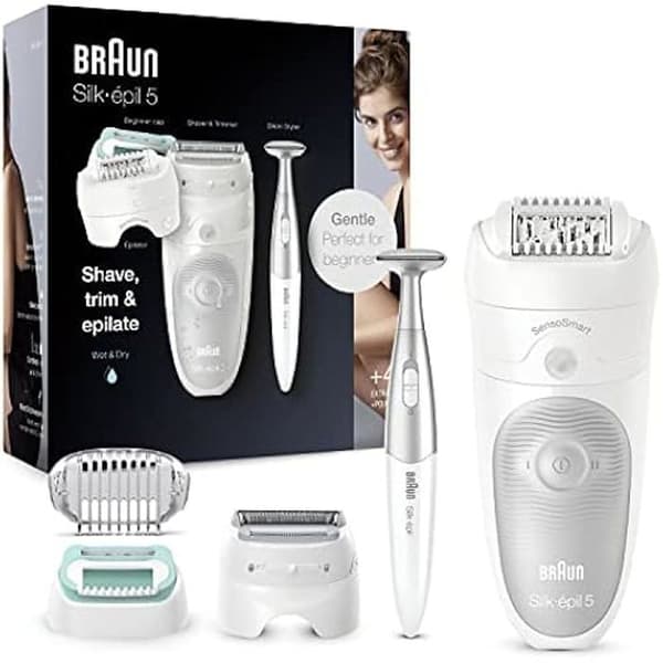 Elektrisk epilator - BRAUN - Silk-épil 5 - 28 pincett - Rakhuvud - Massagetillbehör