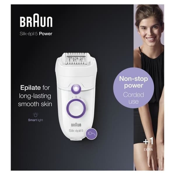 Elektrisk epilator - BRAUN - SE 5-505P - 2 hastigheter - Vit