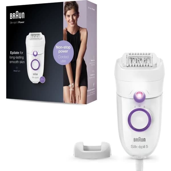 Elektrisk epilator - BRAUN - SE 5-505P - 2 hastigheter - Vit