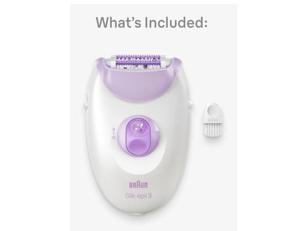 Braun Silk-épil 3 Silk-epil 3 SE3-000 Epilator, Purple, White, 20 tweezers, MicroGrip, AC, 100 - 240 V, 50 - 60 Hz