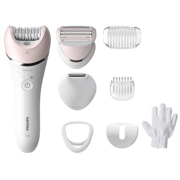 PHILIPS BRE721/00 Elektrisk epilator SerieS 8000 - Ansikte och kropp - 100 % vattentät - 8 tillbehör - Ergonomiskt handtag