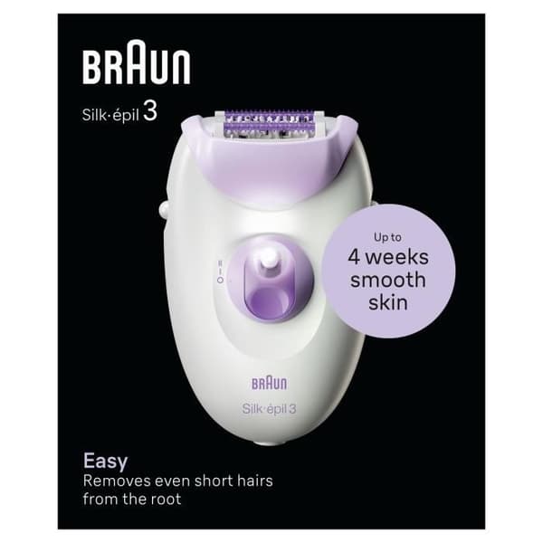 Trådgående epilator - BRAUN - SILK EPIL 3-000 - 2 hastigheter - Lila