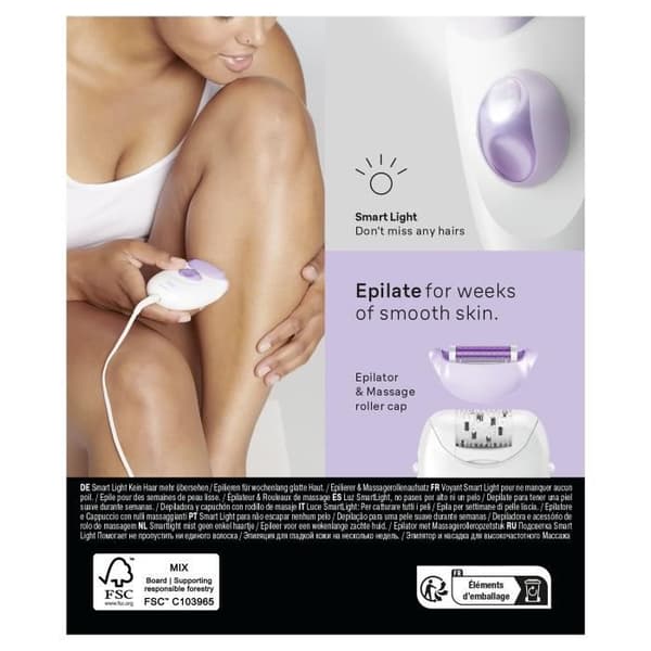 Trådgående epilator - BRAUN - SILK EPIL 3-000 - 2 hastigheter - Lila