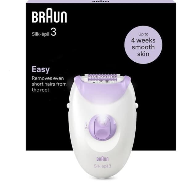 Trådgående epilator - BRAUN - SILK EPIL 3-000 - 2 hastigheter - Lila