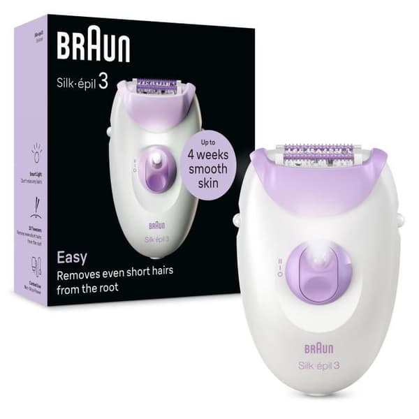 Trådgående epilator - BRAUN - SILK EPIL 3-000 - 2 hastigheter - Lila