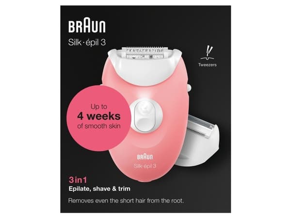 Braun Silk-épil 3 -277, Vit, Rosa, 20 pincetter, Rakning, Tyskland, 123 m, ???????? Av hygieniska skäl rekommenderar vi inte att du delar apparaten m