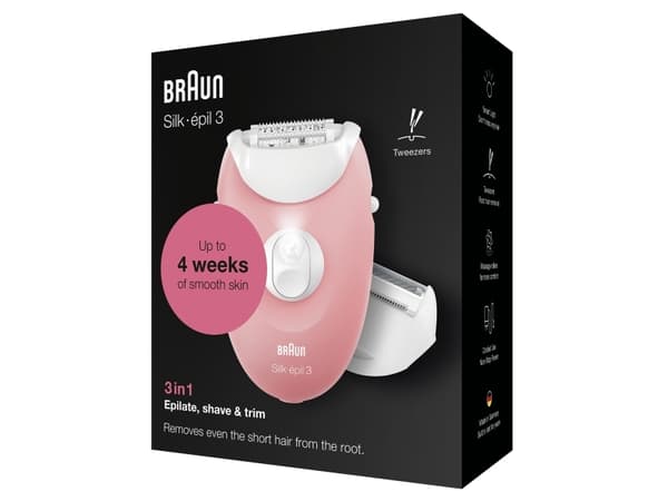 Braun Silk-épil 3 -277, Vit, Rosa, 20 pincetter, Rakning, Tyskland, 123 m, ???????? Av hygieniska skäl rekommenderar vi inte att du delar apparaten m