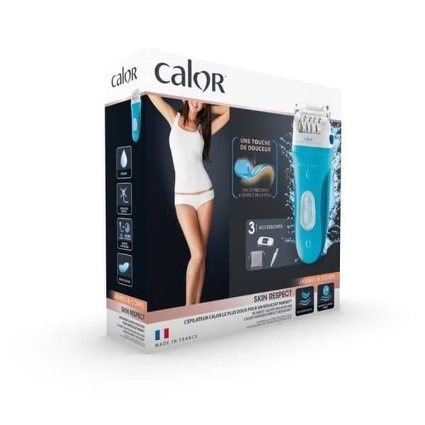 CALOR - Uppladdningsbar epilator - Skin Respect - autonomi 40 min - blå/vit - EP8030C0