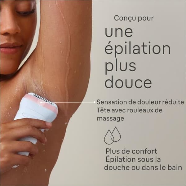 Elektrisk epilator - BRAUN - Silk-épil 7 - Nem hårfjerning - Langvarig glat hud - 7-030 - Hvid / Pink