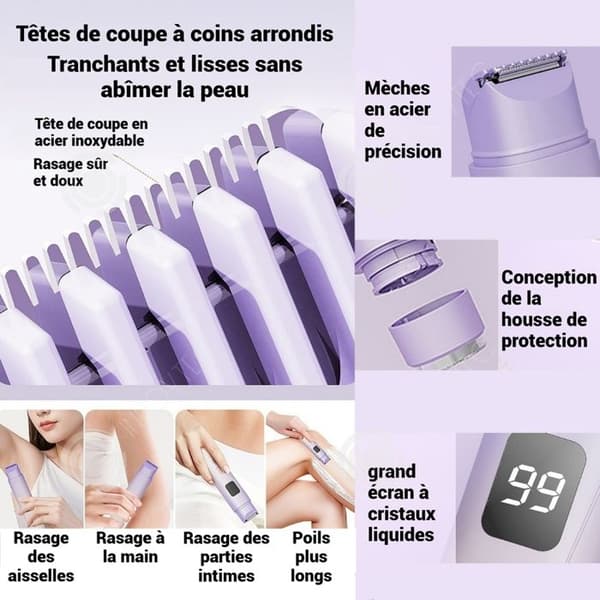 INN Epilator 300 mA Dubbeländad rund blad Anpassad för hela kroppen Skonsam mot huden Typ C laddning epilator