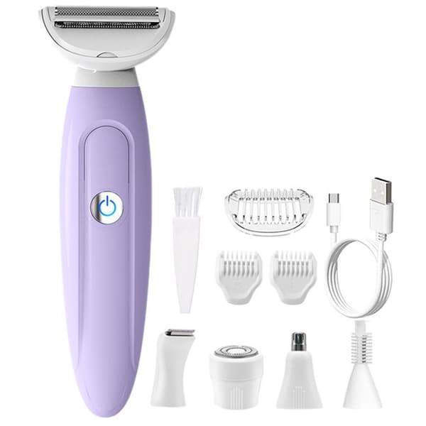 INN Hårborttagningsapparat 5 i 1 600mah epilator för kvinnor multifunktionell hårborttagningsapparat vattentålig rakkniv med böjd blad fuktig och