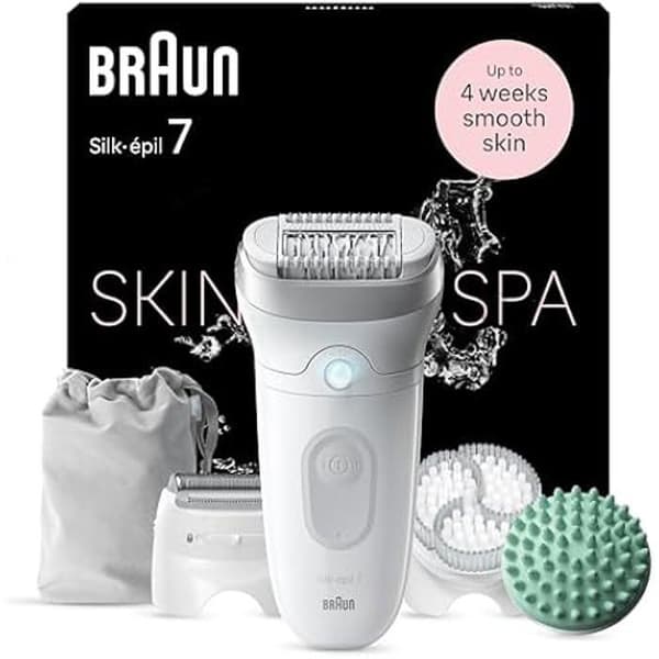 Epilator - BRAUN - Silk-épil 7 SkinSpa - Stor Huvud - Bekväm Hårborttagning - Inkluderade Tillbehör