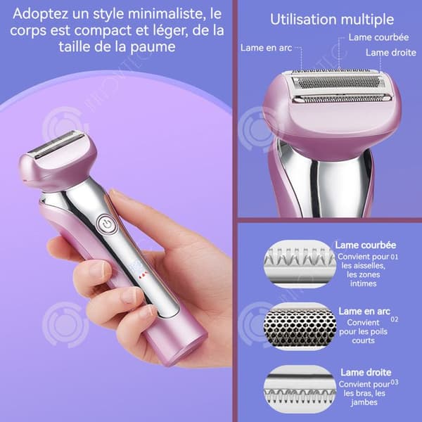 INN Epilator 600mah 5w epilator för kvinnor Tre blad i ett kan användas på flera delar av kroppen LED-skärm USB