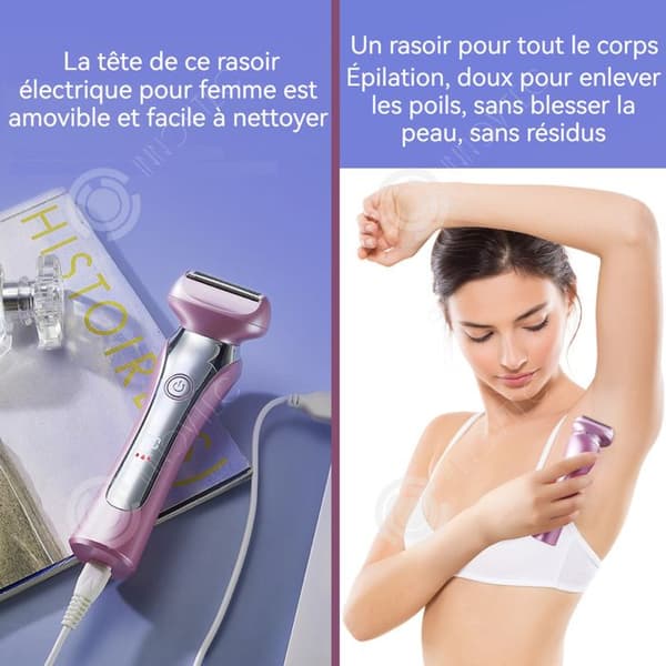 INN Epilator 600mah 5w epilator för kvinnor Tre blad i ett kan användas på flera delar av kroppen LED-skärm USB