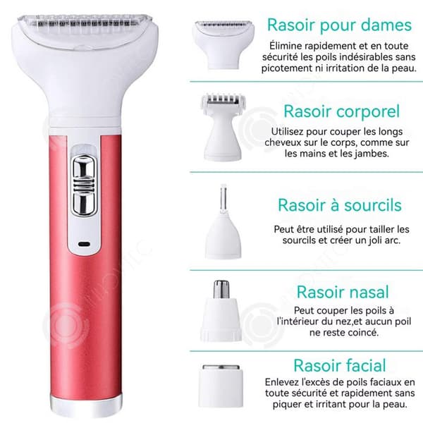 INN Epilator 5 i 1 400mah Multifunktionell epilator för kvinnor Mjukt och bekvämt rakning Tvättbart blad Rakapparat för f