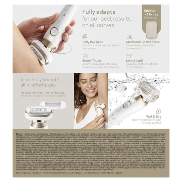 Epilator - BRAUN - Silk Epil 9-011 3D - Flexibelt huvud - Wet &amp; Dry-teknik - 40 MicroGrip-pincetter