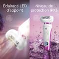 Miniatyrbild 3 av 4: INN Epilator 600mAh 5 massagetillbehör i rostfritt stål, användbar på alla kroppsdela, 60 minuters driftstid, IPX5