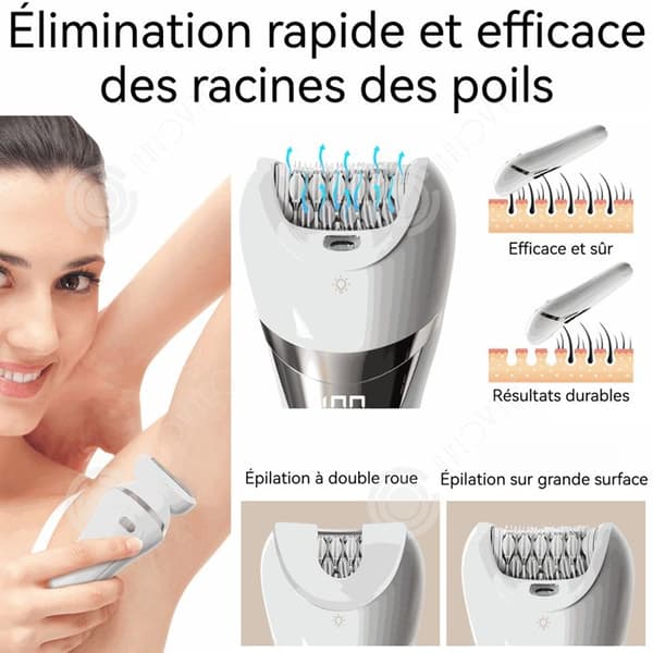 INN Epilator 1400mAh rostfria blad användbar på alla kroppens delar batteritid 160 minuter vattentålighet IPX6 Typ-C