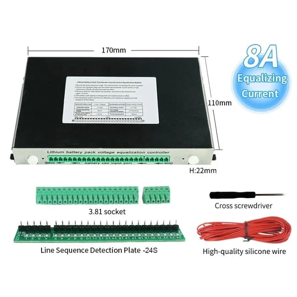 Lithiumbatteri Equalization Controller, 8A Strømbalancering, 4S-24S Kompatibilitet,4S-13S 8A Med etui