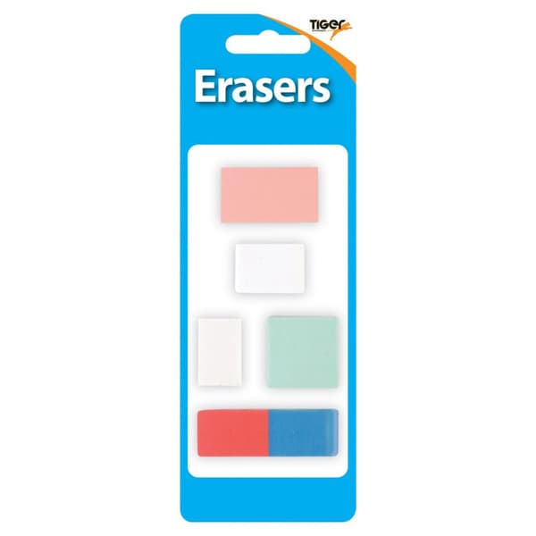 Tiger Stationery Radera med olika mönster (förpackning med 5 stycken) Multicoloured One Size