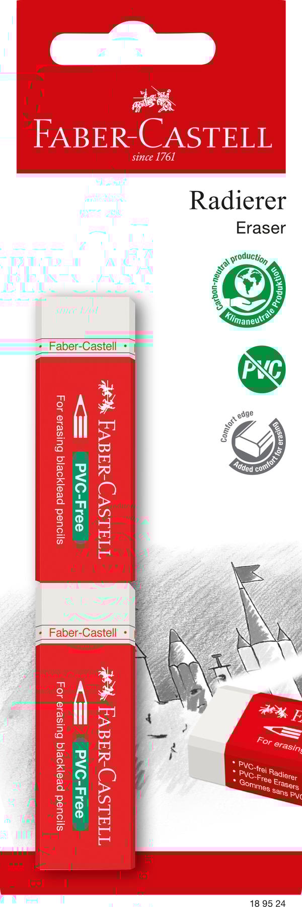 Suddgummi PVC-free 2-pack Faber-Castell