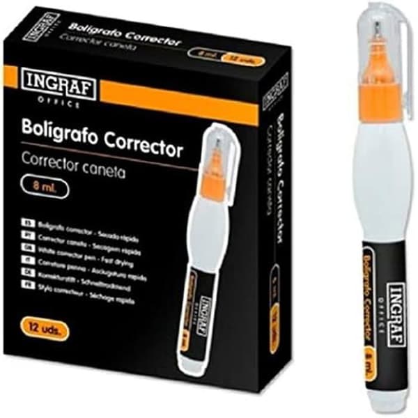 Corrector Pen - POE - INGRAF OFFICE 8 ML - Vit - Precision - Enkel att använda