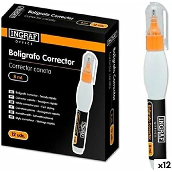 Corrector Pen - POE - INGRAF OFFICE 8 ML - Vit - Precision - Enkel att använda