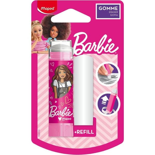 Infällbart suddgummi - MAPED - Barbie - Rosa - Med påfyllning - Lättanvänt roterande system