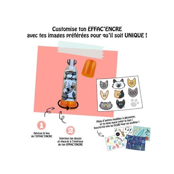 Effac'Encre 360° - Rotationshuvud - Korrigering - 2 refill inkluderade - Kléopâtre