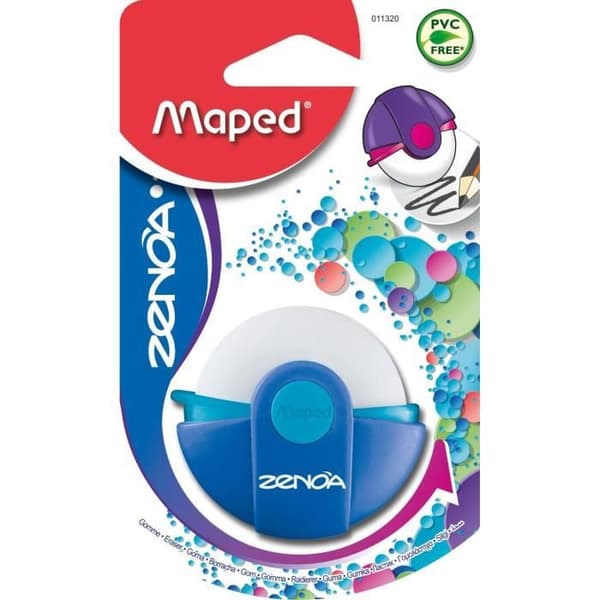 MAPED - ZENOA suddgummi, med roterande fodral, UNIK BLÅ färg, blister