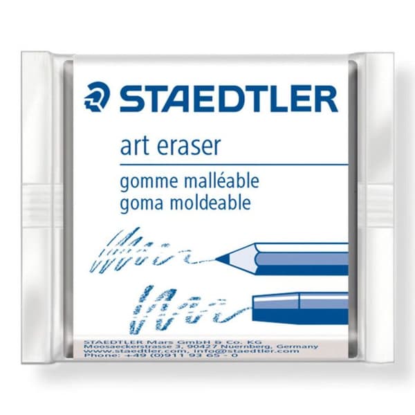 Etui med 1 brödsmulsgummi och 1 Staedtler konstnärligt suddgummi