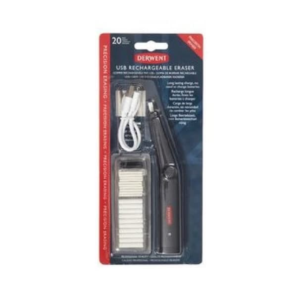 Elektrisk suddgummi - DERWENT - Uppladdningsbar USB - Vit färg - 500 mAh - Blandad