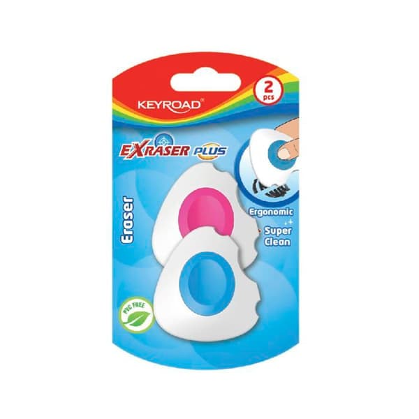 Gomme Keyroad - KR971704 - Gummi, suddgummi plus, 2 st., blister, blandade färger