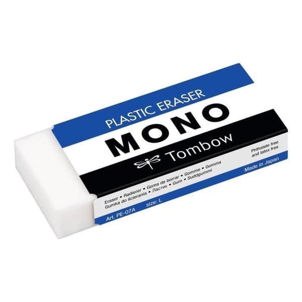 Förpackning med 10 klassiska plastgummor MONO L 74 x 31 x 12 mm