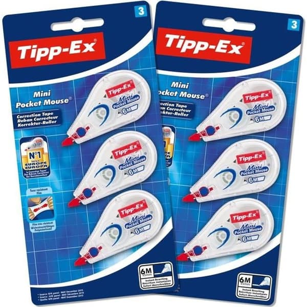 Tipp-Ex Mini Pocket Mouse Correction Tapes - 6m x 5mm, paket med 2 blister om 3