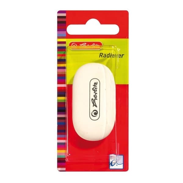 Oval Eraser - HERLITZ - Vit gummi - Mått: 49x18x110 mm - För grafit