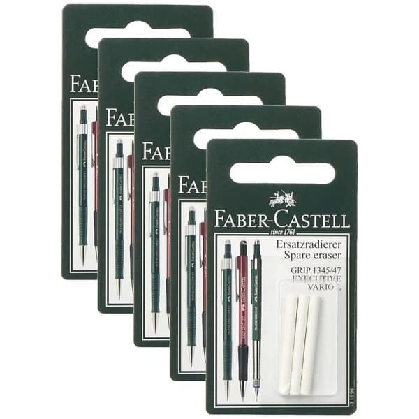 Ersättningsgummi - FABER-CASTELL - GRIP 1345/1347/EXECUTIVE - Paket med 3 - Plast - Vit