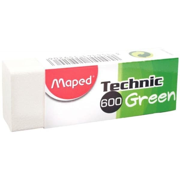 Plastsuddgummi - MAPED - Technic 600 - Vit - Dammfri - 61x22x12 mm