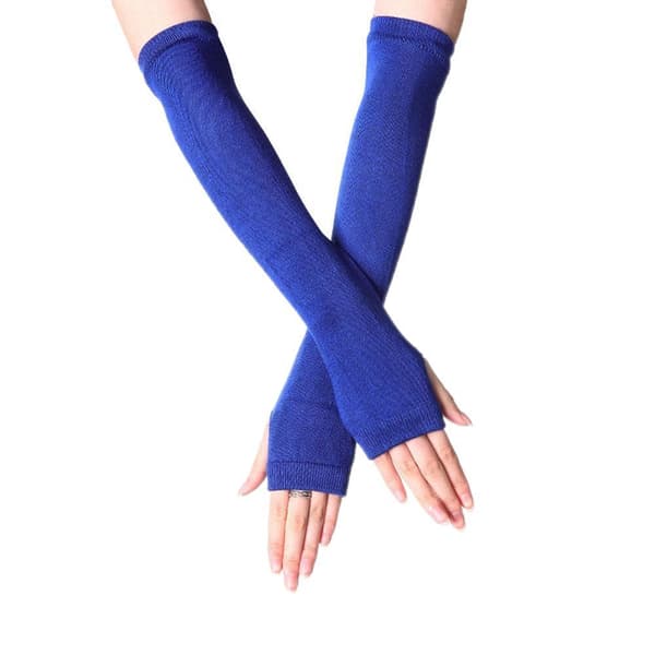 Armvarmere ensfarget, fingerløs og halvlang [35cm] Blå One-size