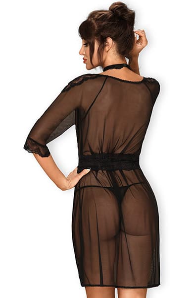 Obsessive Lucita Peignoir Black Seksikäs aamutakki