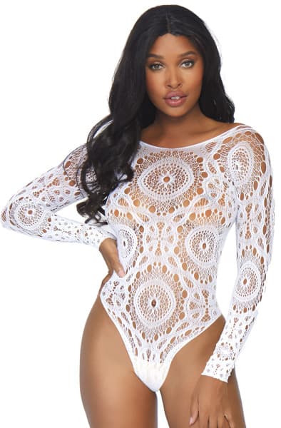Leg Avenue Crochet Lace Snap Crotch Teddy S/M
