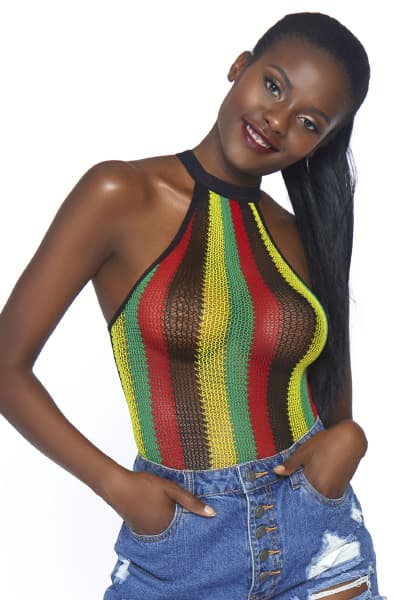 Leg Avenue Rasta Bodysuit With Snap Crotch