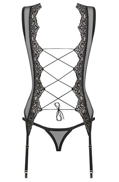 Obsessive Meshlove Corset & Thong seksikkäät alusvaatteet