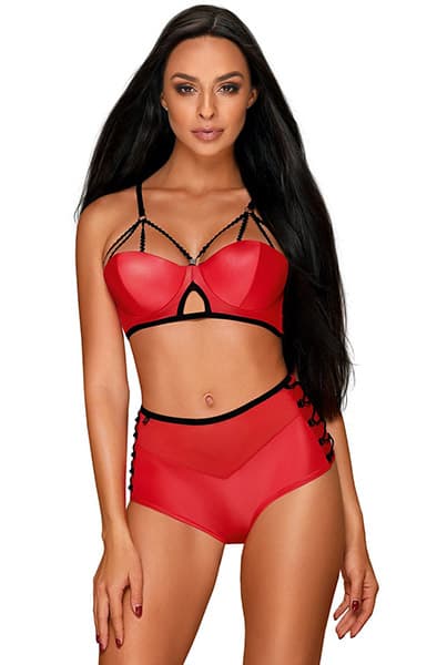 Obsessive Leatheria 2-pcs Set Red S/M